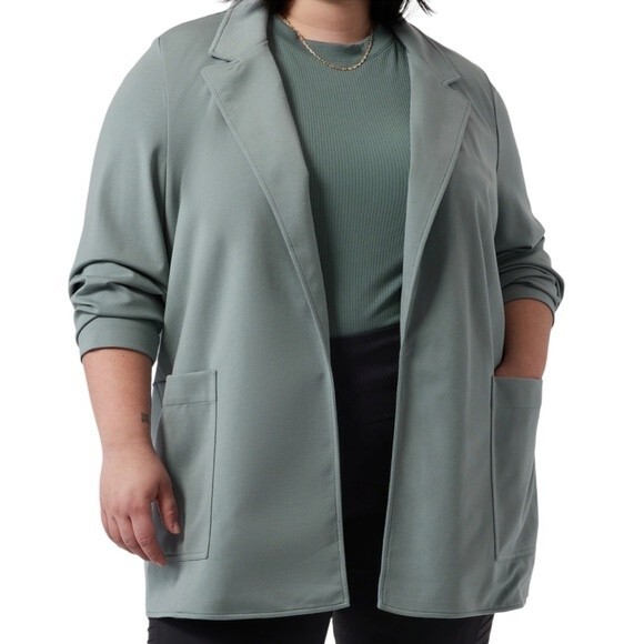 NWT Athleta Eastbound Blazer Minimalist Gray Sage Green Jacket Women’s Size18 - Picture 6 of 16